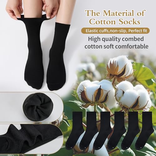 Corlap Women's Thin Above Ankle Socks-6Pairs Cotton Bootie Dress Crew Socks - color: 6 Pairs Black, size: 9-11