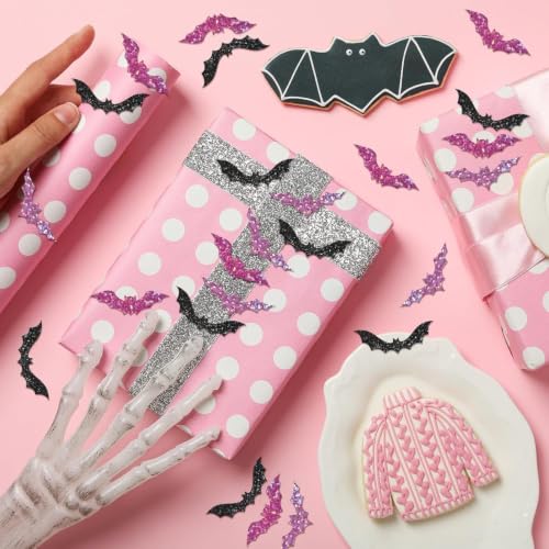 Glitter Bat Roll Stickers Halloween Decorative Labels for Fall Craft Party - style: Glitter Bat