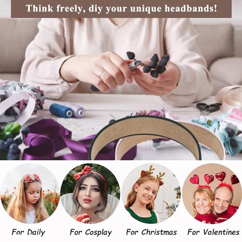 Wecoe 10 Pack Satin Headbands - 1.3 Inch Wide Assorted Colors (White, Blue, Pink, Red, Green, Brown, Khaki, Natural) Non-Slip Fashion Hair Accessories for Women, Girls & DIY Holiday Costumes - color: Multi-color G