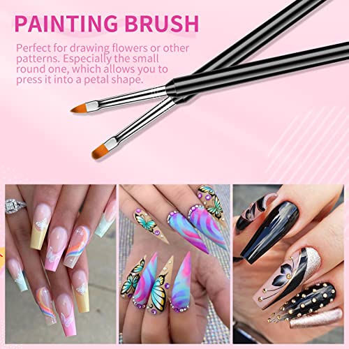 SAVILAND 6pcs Double-End Nail Art Brushes Set for Gel Polish Design - color: D-Clear