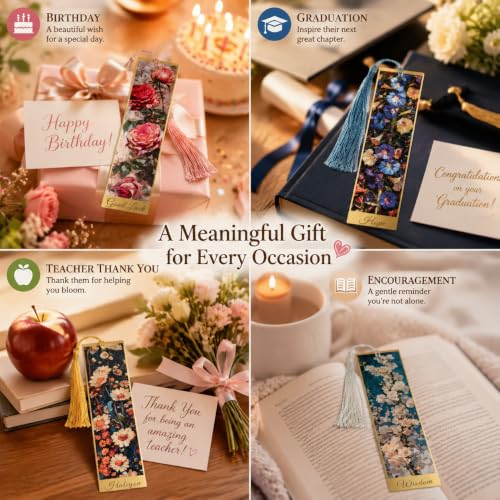 5Pcs Printed Paper Floral Vintage Oil Painting Book Marks with Tassels - color: Set C