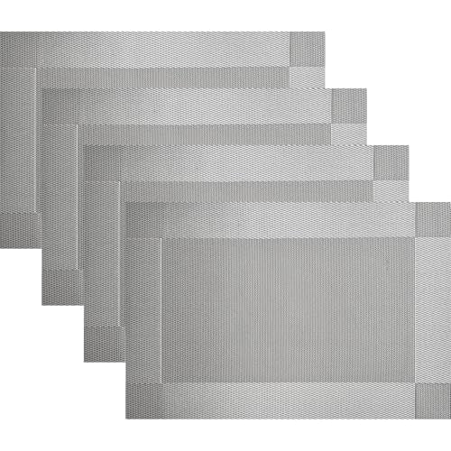 Vinyl Placemats Heat-Resistant Table Mats Washable Easy Clean Plastic Placemats for Dining Table Set of 4 (Gray) - color: 01: Gray, size: 4 Placemats