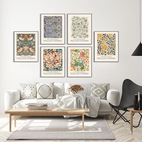 William Morris Wall Art Prints, Vintage Famous Artist Paintings William Morris Posters Set, William Morris Flower Market Gallery Canvas Art Prints, Nature Wilderness Illustrations Floral Botanical - color: Morris 01