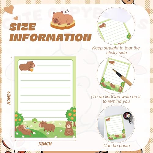 Chiisong 12 Pcs Capybara Sticky Notes Gifts Cute Sticky Notes - style: Capybara