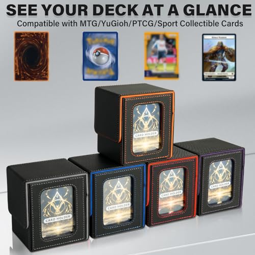 Card Deck Box for MTG Commander, Deck Case Holds 100 Double-Sleeved Cards - color: Black & Orange, size: 1 Box
