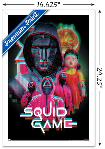 Trends International Netflix Squid Game: Season 2 - Group Glitch Wall Poster, 22.4L x 14.7W, White Framed Version - color: White Framed Version, size: 22.4"L x 14.7"W