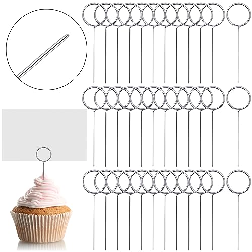 Seajan 100 Pcs Floral Card Holder Picks 2.24" Short Wire Place Card Holders