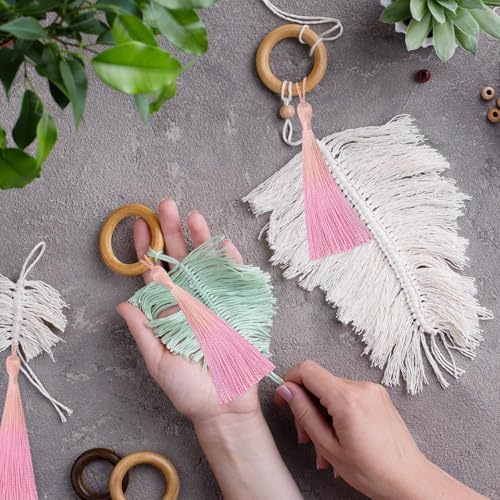 50Pcs 5 Inch Bulk Bookmark Tassel Kit for Graduation, Keychain(Nude Pink) - color: Nude&pink