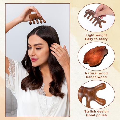 2 Pack Wooden Wide Tooth Hair Comb Head Massage Tool