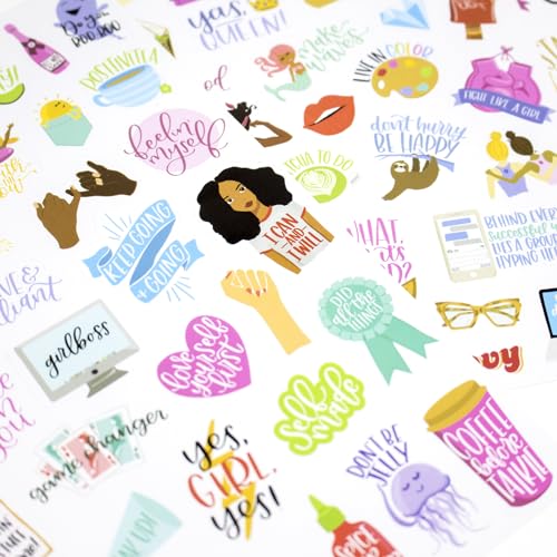 bloom daily planners Female Empowerment Planner Stickers - Variety Pack for Planning, Decorating, & Scrapbooking - 6 Sheets / 205 Girl Power Themed Stickers