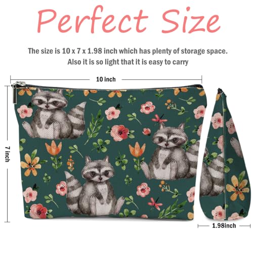 Raccoon Gifts Floral Raccoon Makeup Bag, Racoon Gift Cosmetic Bags - color: Multicolor 0148