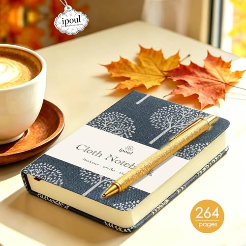 Pocket Journal, Linen Notebook, A6 Journal, 4x6, Hardcover, Lay Flat, Thick, Small, Lined Notebook & Unlined Sketchbook, The Tree of Life, Navy Blue - color: A6-Tree Navy