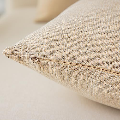Kevin Textile Pack of 2, Decorative 2 Tone Linen Pillow Covers Cushion Cover for Chair/Sofa/Bed/Car, 16 x 16 Inches, Cream Beige - color: Cream Beige, size: 16" x 16" (Pack of 2)