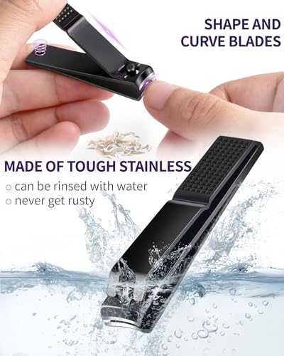 MORGLES Tweezers Set 9 Pcs Nail Clipper Kit with Case for Eyebrows Grooming - color: D-purple
