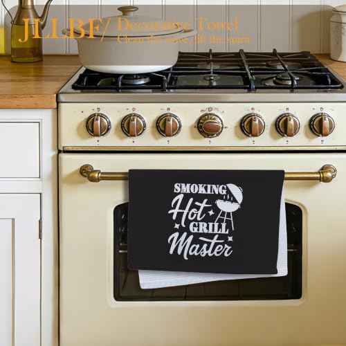 Funny BBQ Grilling Kitchen Hand Towels 16x24 Inch, Father's Day Grilling Gifts for Men Chef, Smoking Hot Grill Master Decorative Hand Towels for Kitchen - color: Master
