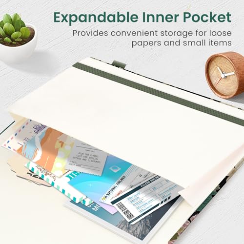 Taja Pretty Lined Journal for Women, Aesthetic Hardcover Leather Journal - color: O-Forest Botanica, style: A-Lined