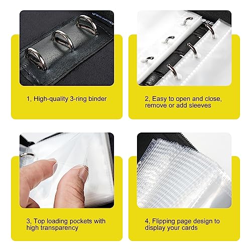 GEAoffice 1 Pocket Mini Card Binder Holds 80 Cards with Zip Closure, Yellow - color: Yellow-1 Pocket