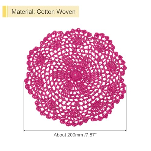 uxcell Crochet Doilies, 8Pcs 8" - Handmade Crochet Cotton Coaster, Round Lace Placemats with Floral Patterns for Wedding Party Decoration (Rose Red) - color: Rose Red