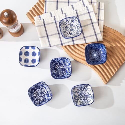 2.6 Oz Ceramic Mini Square Dipping Bowls Set of 6
