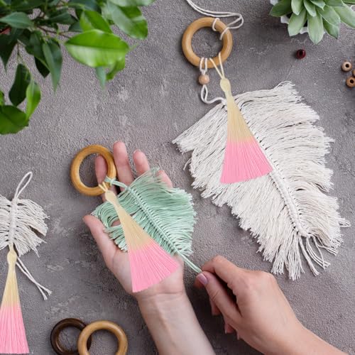 50Pcs 5 Inch Bulk Bookmark Tassel Kit for Graduation, Keychain(Beige Pink) - color: Beige&pink