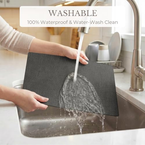Romanstile Faux Leather Vinyl Placemats Set of 6, Charcoal - color: Charcoal