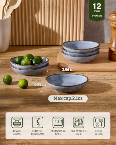 famiware Ceramic Soy Sauce Dish, 2.1oz Dipping Bowl Set of 12, Blue - color: Blue, size: 12pcs