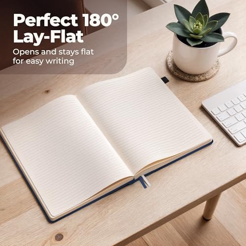 Classic Lined Journal Notebook 8.5x11" A4 Hardcover Leather - Blue Journal - color: Blue, size: A4 200 Pages