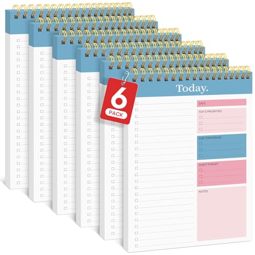 Taja To Do List Notepad, Undated Daily Planner for Work and Goal Setting - color: c-Early Dawn, size: 6 Pack