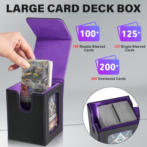 Card Deck Box for MTG Commander, Deck Case Holds 100 Double-Sleeved Cards - color: Black & Purple, size: 1 Box