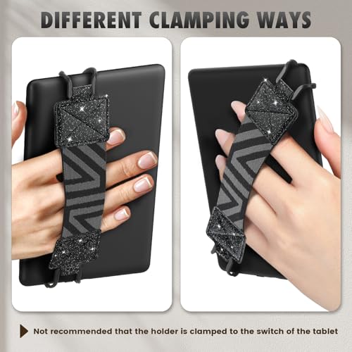 MoKo Security Hand-Strap for 6-8" Kindle eReaders Fire Tablets,Shiny Black - color: Glitter Black, style: Patterned Strap