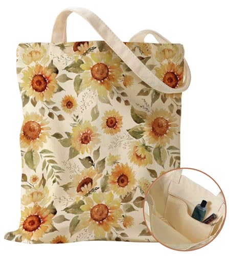 Miss Adola Canvas Tote Bag for Women with Inner Pocket - color: Sunflower