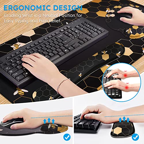iCasso Honeycomb Mousepad 35.4"x15.7", Desk Protector for Workspace - color: Honeycomb