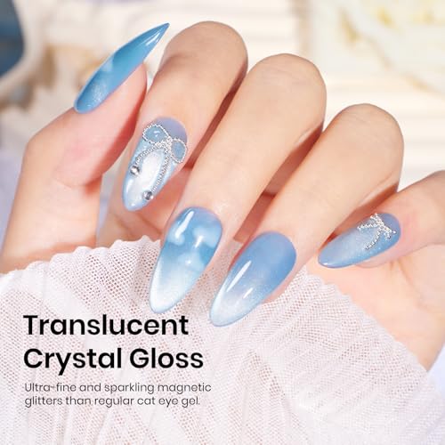 Beetles Cat Eye Gel Nail Polish Set, 6 Colors Pastel Gel Polish Kit - color: 0-0-Light Lucite
