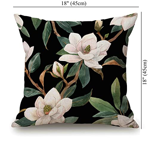 Solekla Vintage Floral Black White Green Cotton Linen Square Throw Waist Pillow Case Decorative Cushion Cover Pillowcase Sofa 18"x 18" - color: Sl192