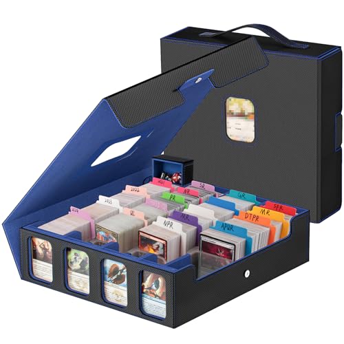 Gomyrod 4 Row 3200+ Trading Card Storage with Commander Display [US Patent] - color: Black/Blue, size: 3200+