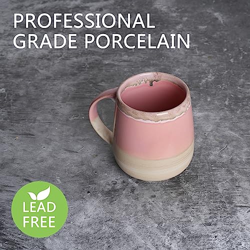 Bosmarlin Extra Large Ceramic Coffee Mug, 23 Oz, Dishwasher and Microwave Safe, Oversized Big Tea Cup, Reactive Glaze (Pink) - color: Pink