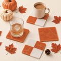 Folkulture Cute Fall Coasters, Set of 4, Non Slip, Easy to Clean - 4 Inch - color: Checkered - Rust