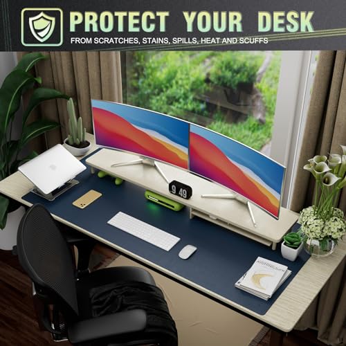 K KNODEL Extra Large Desk Mat, Leather Mouse Pad (47.2"x23.6", Dark Blue) - color: Dark Blue, size: 47.2" x 23.6"
