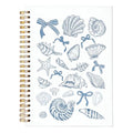 Blue Bow Beachy Spiral Notebook for Girls Women,Blue School Supplies - color: Coastal shell bows
