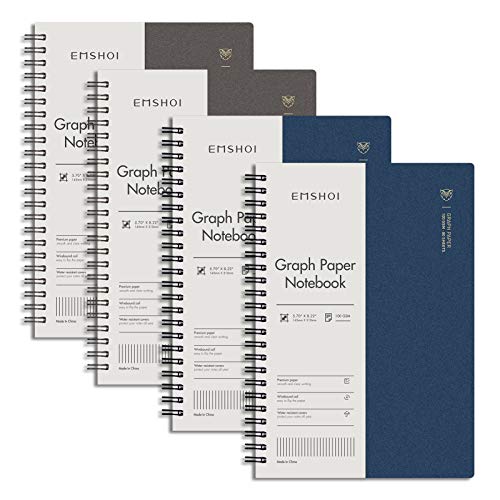EMSHOI Graph Grid Journal Notebook, 4 Pack, 640 Pages, A5 (5.7" x 8.2") - color: Brown Blue, style: A5-Graph