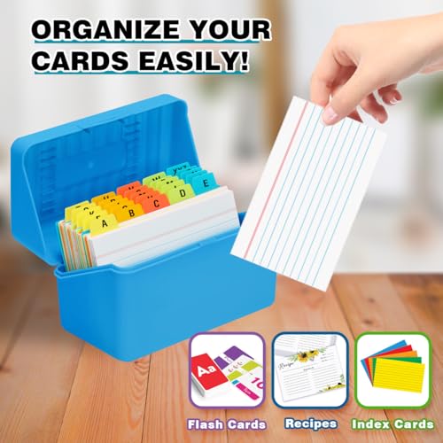H4D 3x5 Index Card Holder with 100 Index Cards and 25 Dividers, Blue - color: Blue, size: 3"x5"