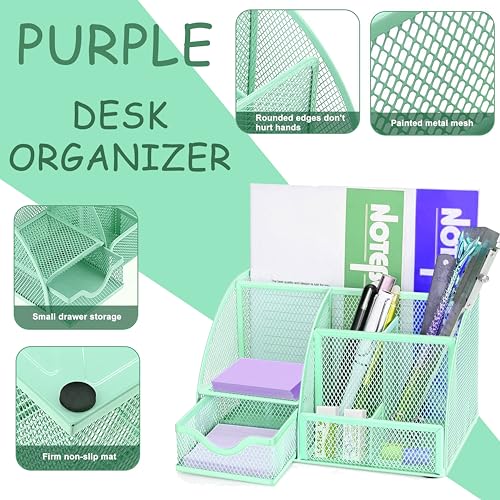 Scindaly Office Desk Accessories 12-Piece & Desk Organizers and Accessories - color: Green