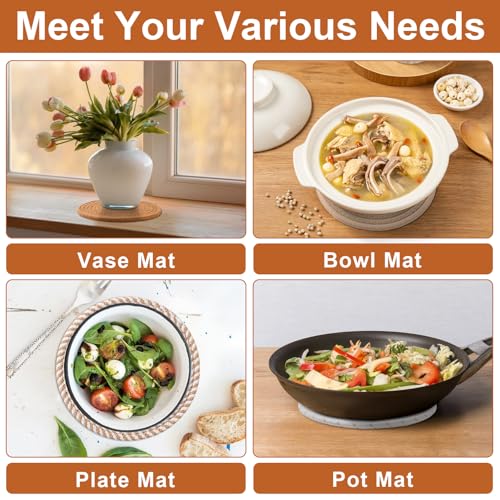 7 Inch Trivets for Hot Dishes, Pot Holders for Kitchen, Hot Pads, Coasters - color: Brown