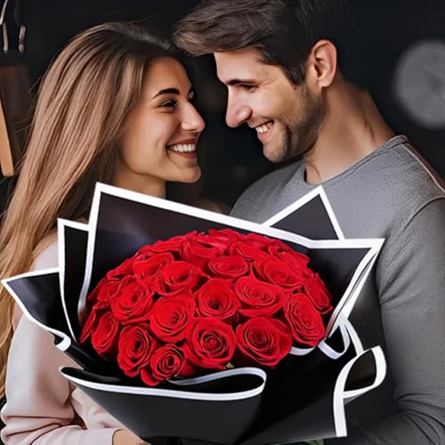 CCIJESW 20 Sheets Flower Bouquet Wrapping Paper Black-2 - color: 022-Slightly Transparent Black