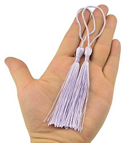 100Pcs 5 Inch Silky Bookmark Tassels for Jewelry, Souvenir(Light Violet) - color: Light Violet