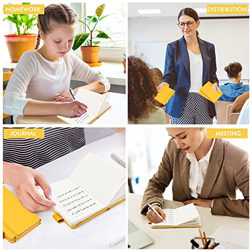 feela 6 Pack Pocket Mini Notebooks Bulk, Small Cute Memo Notepads Hardcover College Ruled Lined Journals with Pen Holder for School Business Work, with 6 Black Pens, 3.5”x 5.5”, A6, Yellow - color: 6 Yellow