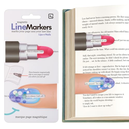 Thinking Gifts Magnetic Linemarker Bookmark for Tracking - Lips & Nails - color: Lips & Nails