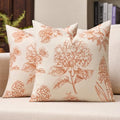 Kevin Textile Hydrangea Floral Pillow Covers Set of 2 18"x18", Burnt Orange - color: Burnt Orange