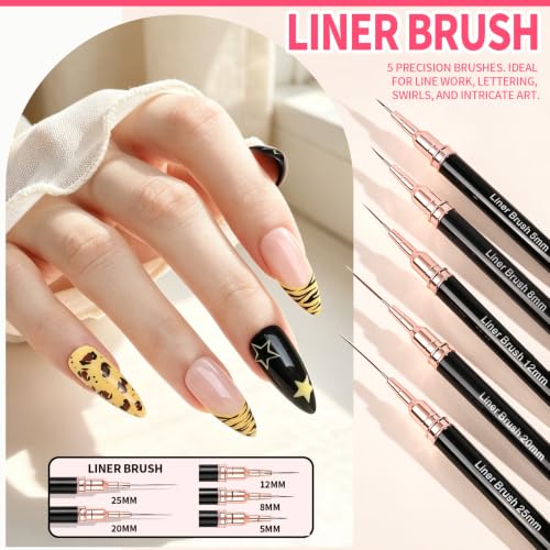 YGDZ Nail Art Tools, Nail Art Brushes, Nail Stand for Press On, Liner Brushes, Nail Dotting Tools, Nail Art Pens, Nail Design Tools Kit, Nail Stuff, Nail Brush for Gel Polish, DIY Nail Art