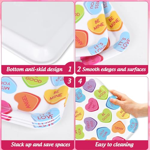 FYSUIMU 3 Pcs Valentine's Day Serving Trays Melamine Platter Conversation Heart Serving Dishes for Party Sharing Snack Fruit Dessert Supplies, 10 x 13 In - style: Conversation Heart